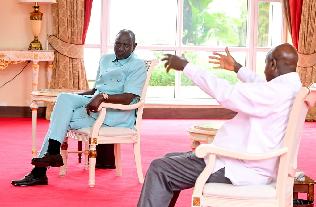 Museveni and Ruto at State House Entebbe. 