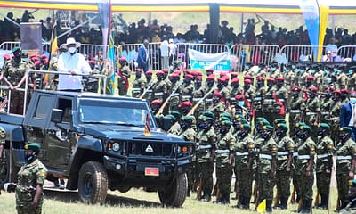 President Museveni inspects the guard mounted by Women in forces